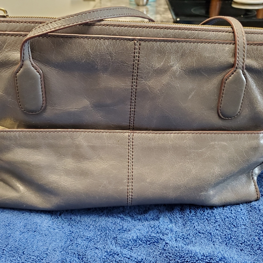 Gray leather purse by Hobo